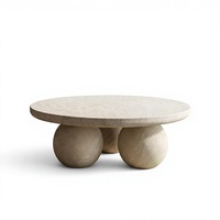 Table basse moderne d'extérieur en béton GFRC avec finition par transfert d'eau, mobilier de patio léger