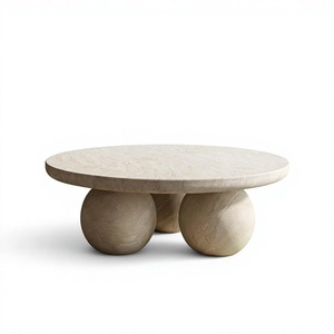 Modern Outdoor GFRC Concrete Coffee <b>Table</b> with Water Transfer Finish Lightweight <b>Patio</b> Furniture - Product Image 1