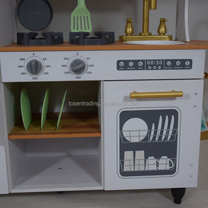 Juego de Cocina de Juguete de Madera Blanca Vintage para Niños con Refrigerador, Horno, Microondas, Fregadero y Lavadora - Product Image 5