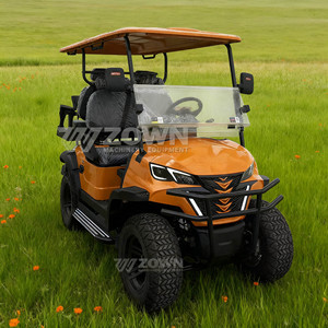 Carrito de Golf Eléctrico Todoterreno Naranja Vibrante de 4 Plazas (2+2) con Asiento Trasero Abatible, Ideal para Bodas, Resorts, Parques y Turismo, Color Personalizable - Product Image 4