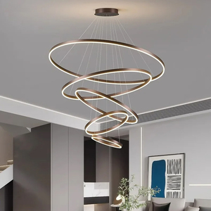 โคมไฟเพดานห้องนั่งเล่น โมเดิร์น แสงหลัก สไตล์มินิมอล ให้ความรู้สึกหรูหรา เหมาะสำหรับวิลล่า อพาร์ทเมนต์ ดูเพล็กซ์ ล็อบบี้ โคมไฟระย้าทรงวงแหวน - Product Image 5