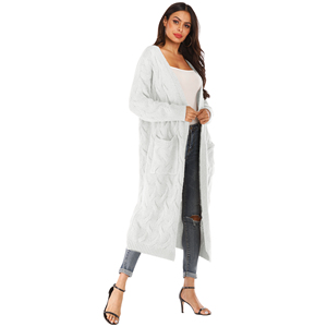 Vente en gros usine : Manteau long en tricot épais pour <span class=keywords><strong>femme</strong></span>, jacquard flocon de neige, cardigan à design irrégulier avec grandes poches plaquées, <span class=keywords><strong>v</strong></span>êtement d'extérieur - Product Image 3