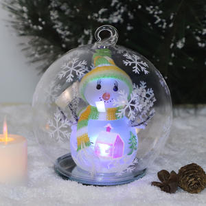 Выдувное стекло, Рождественский светящийся Снеговик в стекле, 100 мм безделушки, светодиодные украшения для рождественской елки, подвесные украшения - Product Image 3