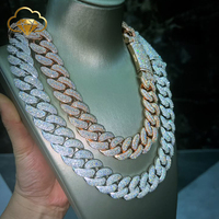 Collier en argent 925 avec moissanite, chaîne cubaine de 20 mm, collier personnalisé, hip-hop, moissanite de qualité VVS, vente en gros, livraison gratuite