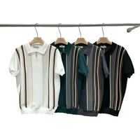 Chemise décontractée pour homme en viscose/polyester tricotée patchwork de haute qualité, col zippé, manches courtes, 180g, respirante et infroissable