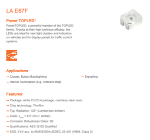 LED OSRAM LA E67F ambre, LED TOPLED, LED SMD 3528, 617 nm, 0,11 W, 120 degrés - Product Image 2