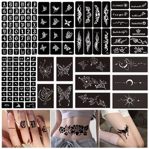 Stencil per Tatuaggi Semi-Permanenti, Modello per Henné, Design Moderno Minimalista <span class=keywords><strong>Indiano</strong></span> Dipinto a Mano - Product Image 3