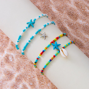 Moda bohemio vacaciones estilo diablo ojo tobillera conjunto diseño sentido redondo cuentas ojos múltiples capas apiladas tobillera - Product Image 3