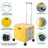 Chariot utilitaire pliable, chariot à roulettes portable, chariot à main, plastique robuste, poignée télescopique, pliable, 4 roues pivotantes