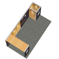 Stand d'exposition modulaire personnalisé 6*3M à cadre ouvert avec piliers double face et mur arrière en tissu graphique lumineux