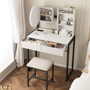 Modern <b>Small</b> Vanity Desk with LED Mirror and 3 Lighting Modes Makeup <b>Table</b> for Living Room & Hotel Use - Product Image 5