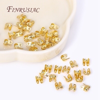 50pcs 18K Plaqué Or Boule Chaîne Fin Connecteur À Sertir Perle Pointe Noeud Couverture Bijoux Connecteur Clip Fermoir Raccords Composants
