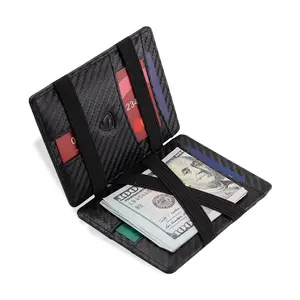 简约大容量弹性卡座魔术钱包射频识别零钱包多卡魔术皮革钱包