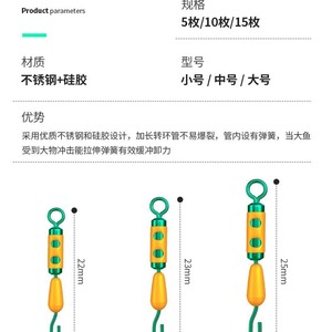 Clip de décharge de ligne Premium 5, 10, 15 pièces en acier inoxydable avec connecteur pivotant à tampon en silicone pour la pêche en eau douce - Product Image 1