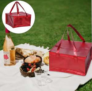 Sac isotherme rouge non tissé en gros, sac repas thermique tendance avec motif lettre pour pique-nique, voyage, livraison de repas, tailles personnalisables - Product Image 6
