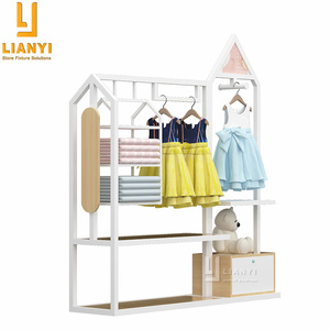 Tienda comercial personalizada para niños, diseño de interiores, estante de exhibición para ropa de bebé, estante de madera + Metal a la moda - Product Image 3