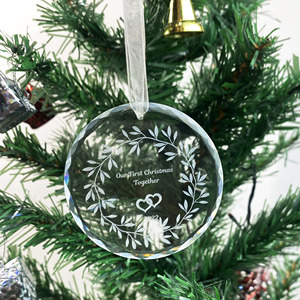 Blank <b>Crystal</b> Glass Hanging Christmas Ornament Customized Round K9 <b>Crystal</b> Ornaments - Product Image 5