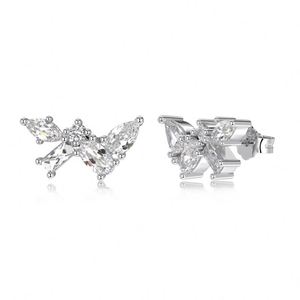 Pendientes de Plata S925 con Diseño Personalizado Dylam Dazzle, Baño de Rodio y Oro de 18K, con Circonitas Cúbicas 5A en Racimo Irregular - Product Image 1