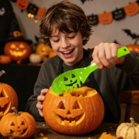 Lot de cuillères à citrouille d'Halloween en gros, outils de sculpture en plastique réutilisables avec logo personnalisable pour promotions et cadeaux de fêtes