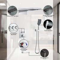 Mitigeur de pluie de luxe ensemble de douche dissimulé en laiton thermostatique avec plaque salle de bain robinets de douche muraux pommeau de douche à effet pluie chromé