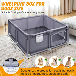 Indoor & Outdoor <b>Small</b> Breed 150D Oxford Fabric Waterproof Steel Wire Solid Puppy Playpen Dog Whelp Box - Product Image 2