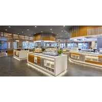 Buffet d'hôtel moderne Surface solide Restaurant Comptoir buffet libre-service Pizza Boutique Présentoir d'aliments Taille personnalisée
