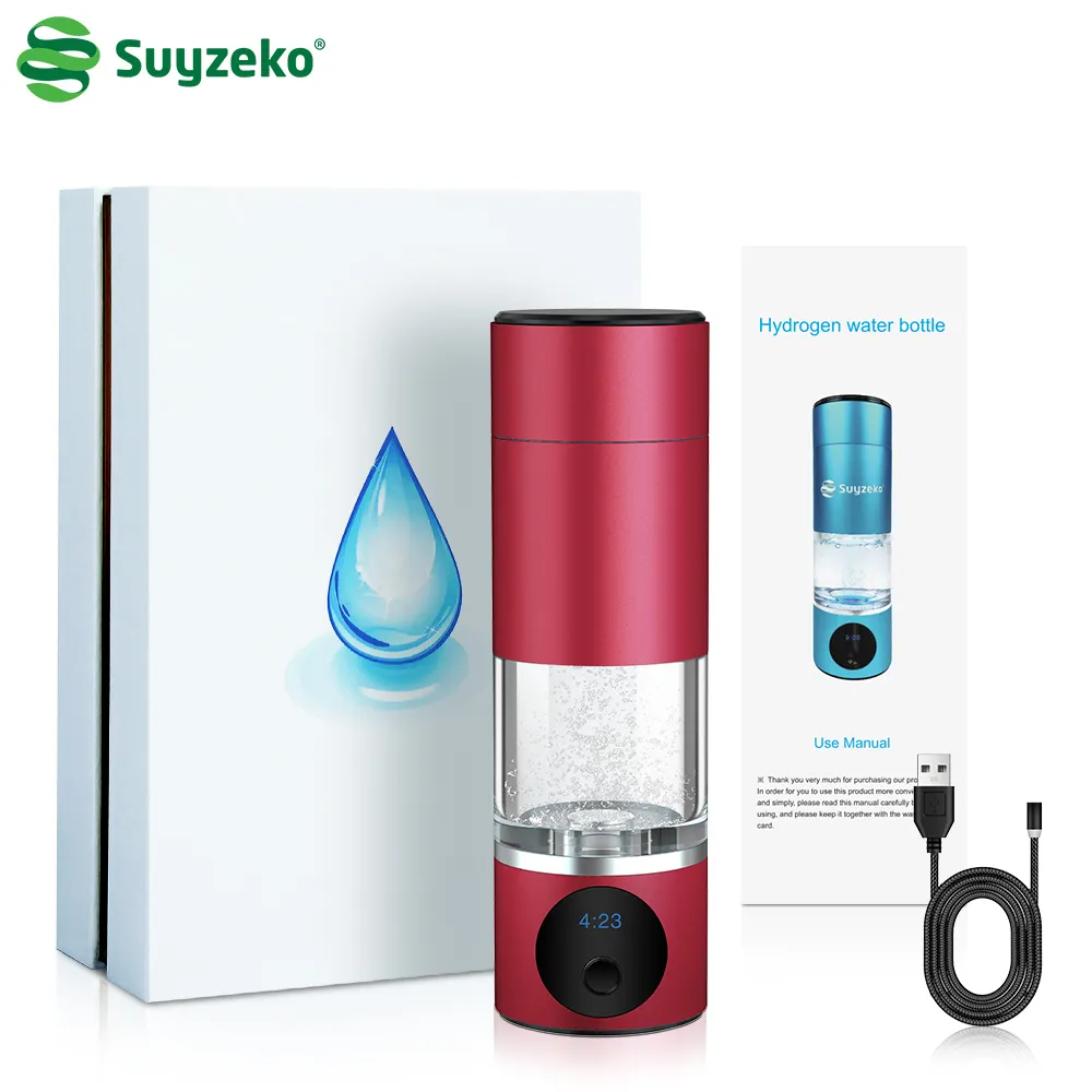 زجاجة مياه غنية بالهيدروجين Suyzeko 6000ppb+ H2 ماكينة مياه هيدروجينية يابانية زجاجة مياه هيدروجينية محمولة للطب والتجميل