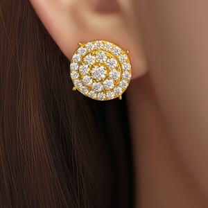 Valentine <b>Earrings</b> Jewelry Women 18K Gold Plated Sparking Zircon Round Classical Stud <b>Earrings</b> <b>for</b> Women and <b>Men</b> - Product Image 3