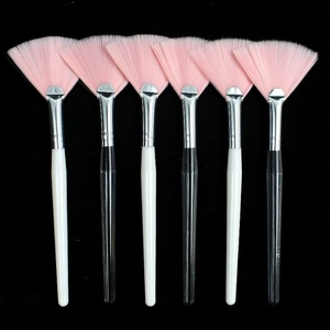Pinceau éventail rose pour masque facial, poils doux, manche en plastique, applicateur cosmétique pour masque de boue, peeling glycolique, brosse visage professionnelle pour salon - Product Image 5