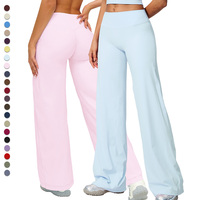 Pantalon de yoga ample pour femmes ECK5529-1, taille haute élastique douce, coupe évasée, long, anti-plis, respirant et à séchage rapide