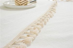 Khăn trải bàn dày, màu sắc hiện đại và đơn giản, màu trắng tự nhiên, tua và Bàn cà phê bóng màu và khăn trải bàn - Product Image 5