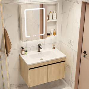 Conjunto de mueble de <span class=keywords><strong>baño</strong></span> de aluminio espacial con lavabo y encimera de cerámica integrados, lavabo con fregadero de cerámica, mueble de <span class=keywords><strong>baño</strong></span> rústico - Product Image 2