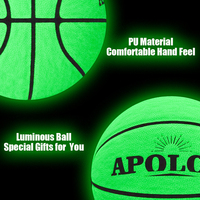 Ballon de basketball lumineux taille 7 en cuir PU avec vessie en caoutchouc butyle, personnalisable avec LOGO, pour l'extérieur, qui brille dans le noir, pour l'entraînement