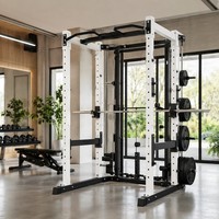 Rack de Potencia Comercial con Máquina Smith Integrada, Estructura de Acero para Entrenamiento de Fuerza en Gimnasio