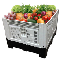 Caisse en plastique pliable et empilable robuste de 400L 600L en PEHD avec mailles ventilées pour le stockage des légumes et des fruits en agriculture