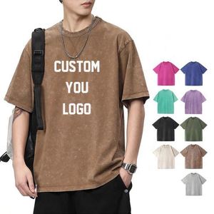 Camiseta de Alta Calidad con Lavado Ácido, Estilo Retro, Holgada, Personalizada, Vintage, para Hombre - Product Image 1