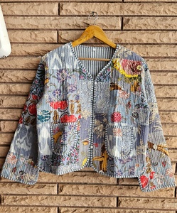Hot Selling Hand Block Print Cotton Quilted Winter Jacket Bohemian Ethnic Wear for Women Stylish Gift for Her - Product Image 1