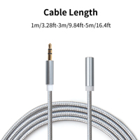 3,5 MM Stereo 3-poliges graues Audio-Nylon-Verlängerung kabel von Stecker zu Buchse 1m/3m/5m