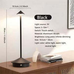 <b>Wireless</b> Touch LED <b>Table</b> <b>Lamp</b> Retro Bar USB Rechargeable Portable Night Lights for Restaurant Decor Simple Feature Battery - Product Image 3