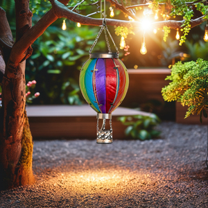 Bunte Regenbogen-Glas-Heißluftballon-Solar-LED-Laterne mit IP65-Schutzklasse für Gartendekoration - Product Image 1