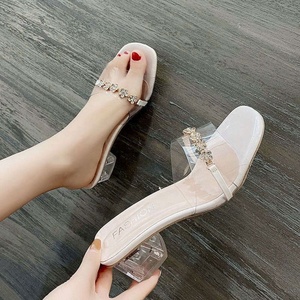 Nouvelles sandales compensées légères style féerique printemps-été 2025 avec perles brodées et talon transparent orné de cristaux - Product Image 4