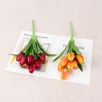 Fleurs artificielles en soie, verdure, mini-tulipes à 7 têtes, parfaites pour les mariages, la Saint-Valentin, les décors, les accessoires photo, la décoration florale intérieure