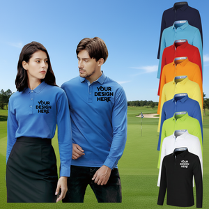 DOVEARK Custom Logo 250G 70%Cotton 30% Copper-ammonia Fiber Printed Blank Pattern Anti-Wrinkle Long Sleeve Men Golf Polo Shirt