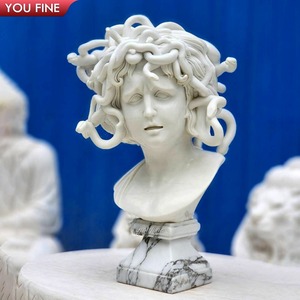 YOUFINE Buste de Méduse en marbre <span class=keywords><strong>blanc</strong></span>, sculpture grecque mythologique de la Gorgone sculptée à la main pour musée et bibliothèque - Product Image 3