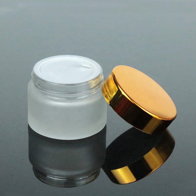 Frosted jar with golden lid