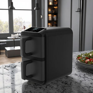 Friggitrice ad Aria Elettrica Quadrata in Acciaio Inox da 10L <span class=keywords><strong>con</strong></span> Doppio Cestello, Riscaldamento Indipendente Superiore e Inferiore, Controllo Touch per <span class=keywords><strong>Cucina</strong></span> Familiare - Product Image 3