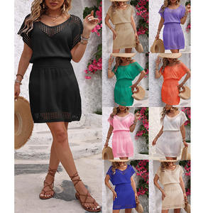 2024 maillots de <span class=keywords><strong>bain</strong></span> de luxe sorties de <span class=keywords><strong>bain</strong></span> <span class=keywords><strong>femme</strong></span> Vestidos sorties haut femmes Nitted plage couverture Ups Sexy Blouse été couvrir robe - Product Image 1