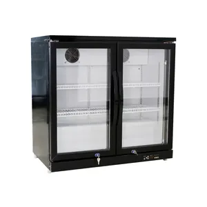 Refrigerador de geladeira, geladeira de vidro construído na porta dupla de aço inoxidável