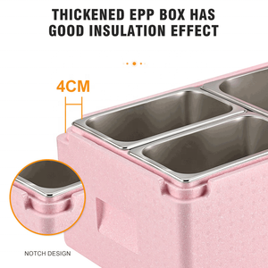 Boîte isotherme rose EPP 31L transparente à couvercle rabattable <span class=keywords><strong>pour</strong></span> fruits, boîte réfrigérée isolée avec bac GN, boîte de présentation <span class=keywords><strong>pour</strong></span> smoothies - Product Image 4