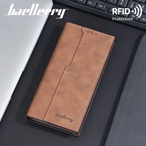 Baelerry Men's Long <b>Wallet</b> With Multiple Card Slots <b>RFID</b> Protection Business Casual Style Large Capacity Coin Purse - Product Image 4